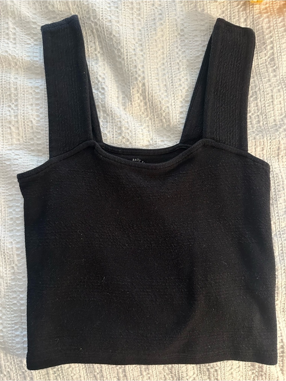 Anthropologie Daily Practice Black Ribbed Square-Neck Tank Top